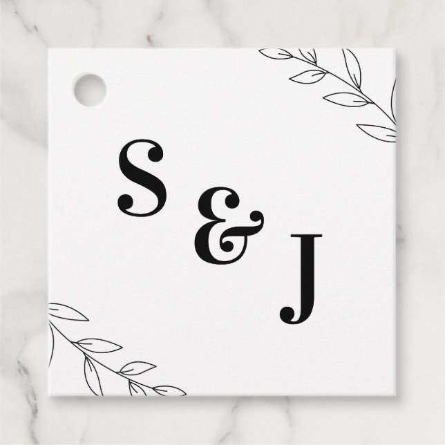 Minimal Leaf  Wedding Favour Tags (Front)