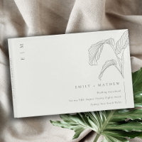 Minimal Leafy Palm Sketch Black White Wedding