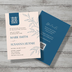 Minimal Leave Chinese Wedding invitation