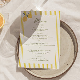 Minimal Lemon Amalfi Coast 5x7 Wedding Menu Card