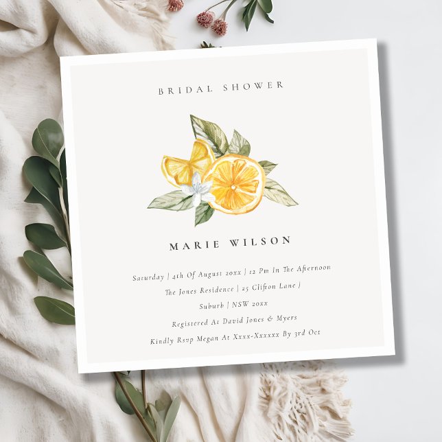 Minimal Lemon Boho Botanical Bridal Shower Invite (Creator Uploaded)