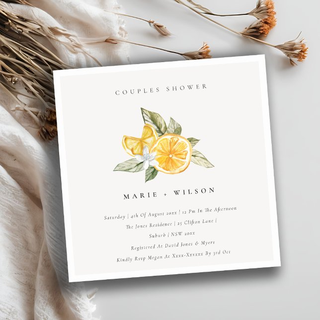 Minimal Lemon Boho Botanical Couples Shower Invite (Creator Uploaded)