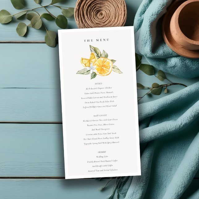 Minimal Lemon Boho Botanical Wedding Menu Card (Creator Uploaded)