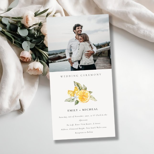 Minimal Lemon Boho Foliage Photo Wedding Invite (Creator Uploaded)