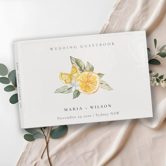 Minimal Lemon Botanical Boho Foliage Wedding Guest Book (Creator Uploaded)