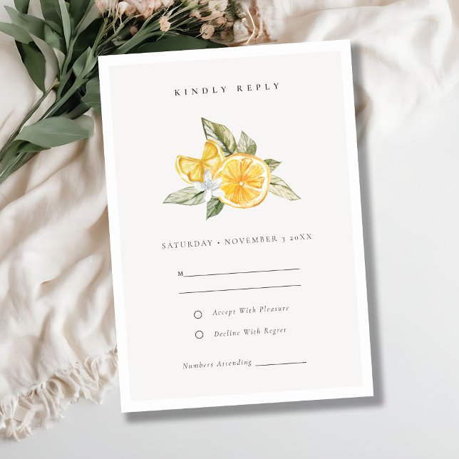 Minimal Lemon Botanical Boho Wedding RSVP (Creator Uploaded)