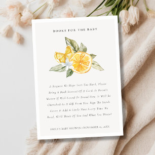 Minimal Lemon Botanical Books For Baby Shower Enclosure Card