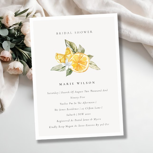 Minimal Lemon Botanical Bridal Shower Invite (Creator Uploaded)