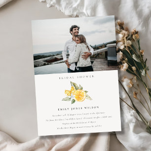 Minimal Lemon Fauna Photo Bridal Shower Invite