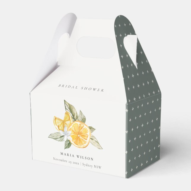 Minimal Lemon Foliage Boho Foliage Bridal Shower Favour Box (Front Side)