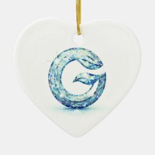 Minimal Letter G Button Modern Initial Badge Ceramic Ornament