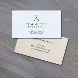 Minimal Light Blue Paper Texture Hairdresser Business Card