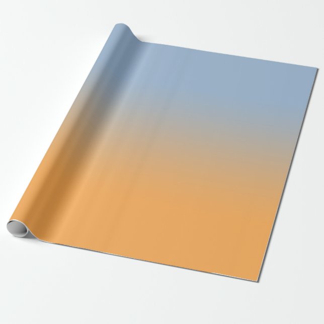 Minimal Light Blue to Orange Ombré Wrapping Paper (Unrolled)
