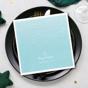 Minimal Light Pastel Blue Snowy Christmas Party Napkin