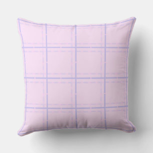 Minimal Lilac and Lavender Plaid On Pink Cushion