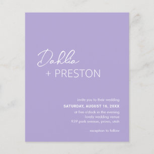 Minimal Lilac Modern Budget Wedding Invite Flyer