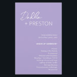 Minimal Lilac Modern Wedding Program<br><div class="desc">Modern lavender / purple wedding program featuring a simple and minimal design with the bride's name in an elegant script and the groom's name in a contemporary sans serif font. Below in the lower right corner are your event details and order of ceremony in a minimalist layout. The back has...</div>
