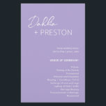 Minimal Lilac Modern Wedding Program<br><div class="desc">Modern lavender / purple wedding program featuring a simple and minimal design with the bride's name in an elegant script and the groom's name in a contemporary sans serif font. Below in the lower right corner are your event details and order of ceremony in a minimalist layout. The back has...</div>