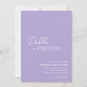 Minimal Lilac QR Code Modern Wedding Invitation