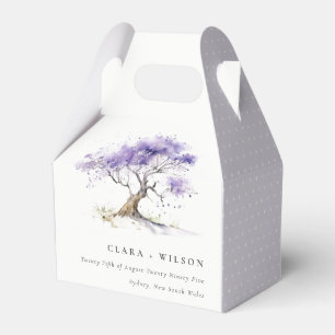 Minimal Lilac Watercolor Jacaranda Tree Wedding Favour Box