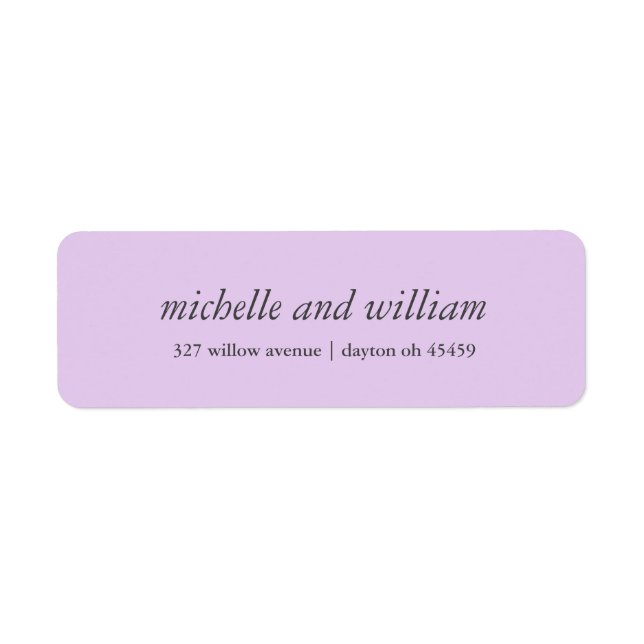 Minimal Lilac wedding personalised Return Address Label (Front)