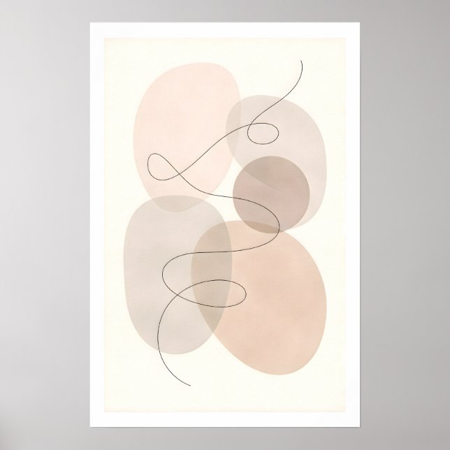 Minimal Line and Shape Abstract Modern Neutral Poster (Front)