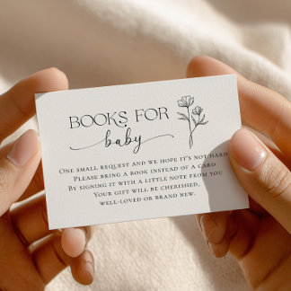 Minimal Line Art Baby Shower Books for Baby Enclosure Card