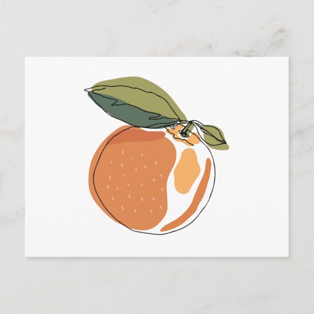 Minimal line art boho Orange Postcard (Front)