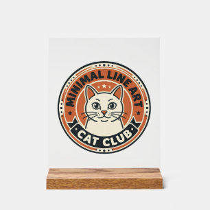 Minimal Line Art Cat Cat Lover Gift - Minimal Line Acrylic Sign