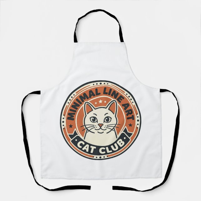 Minimal Line Art Cat Cat Lover Gift - Minimal Line Apron (Front)