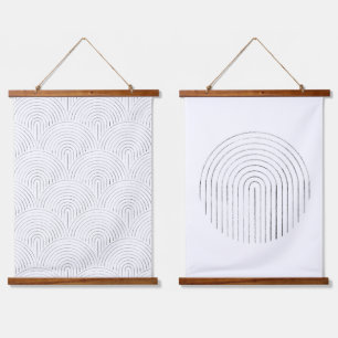 Minimal line art hanging tapestry