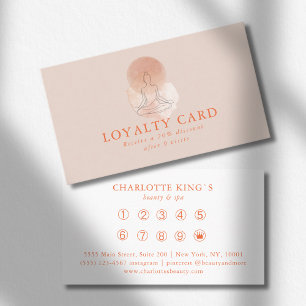 Minimal Line Art Woman Meditation Salon Loyalty Business Card