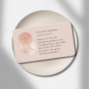 Minimal Line Art Woman Yoga Meditation Business Card