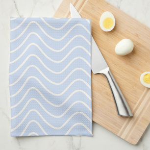 Minimal Line Chevron Pattern Coastal Light Blue Tea Towel