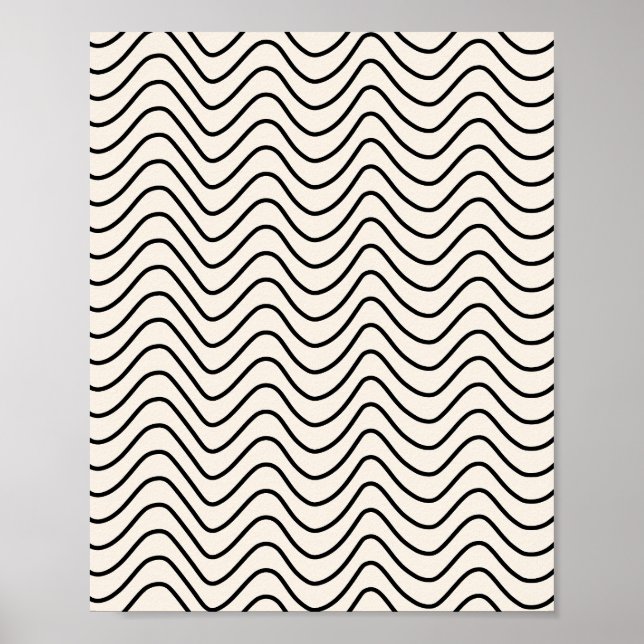 Minimal Line Chevron Pattern Cream White And Black Poster (Front)