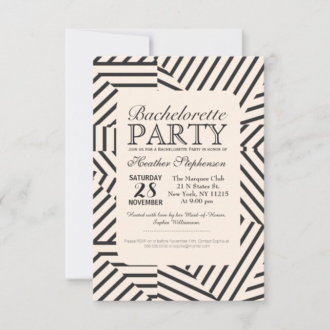 Minimal Linear Geometric Stripes Pattern Invitation (Front)