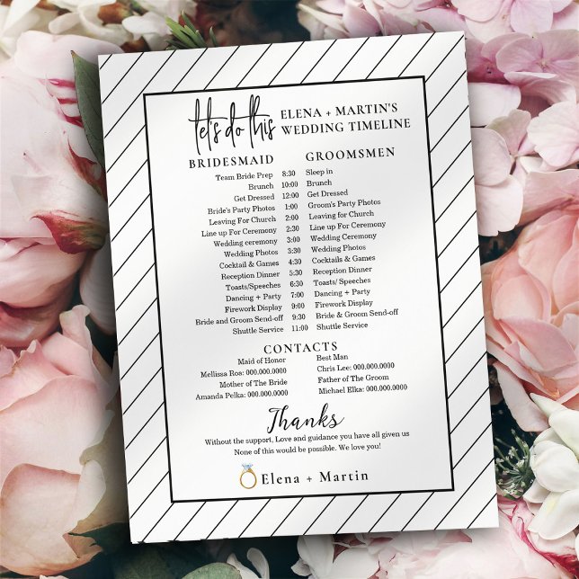 Minimal lined Script Text Wedding Day Timeline (Creator Uploaded)