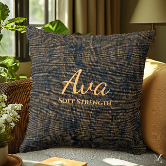 Minimal Linen Texture Design in Warm Brown Tones Cushion
