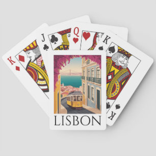 Minimal Lisbon Portugal Vintage Travel Art Playing Cards