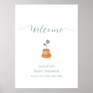 Minimal Little Sprout Garden Baby Shower Welcome Poster