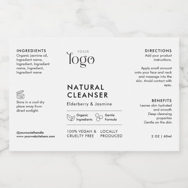Minimal Logo 2OZ Dropper Bottle Waterproof Label (Single Label)