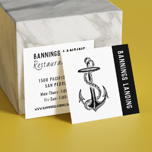 Minimal Logo Black and White Square Business Card