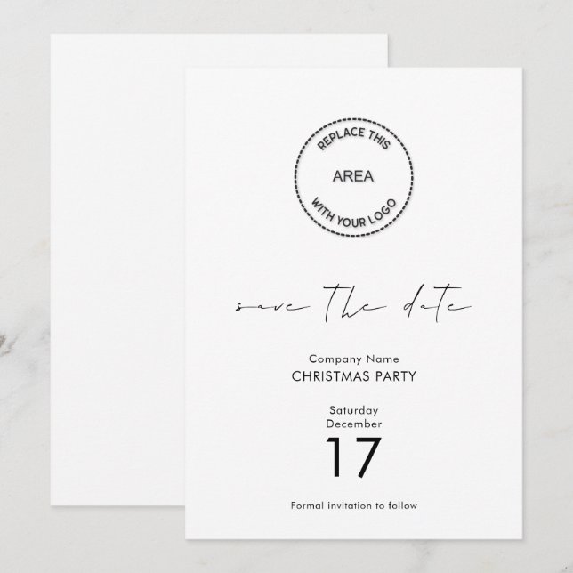 Minimal Logo Company Christmas Party Save the Date Invitation (Front/Back)