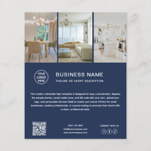 Minimal Logo Photo Navy Blue Business Flyer