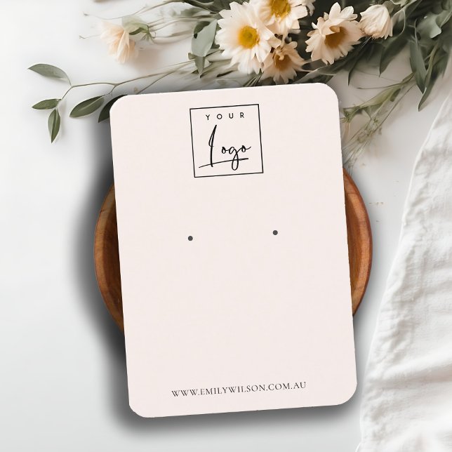 Minimal Logo Soft Blush Pink Earring Display Business Card (Creator Uploaded)