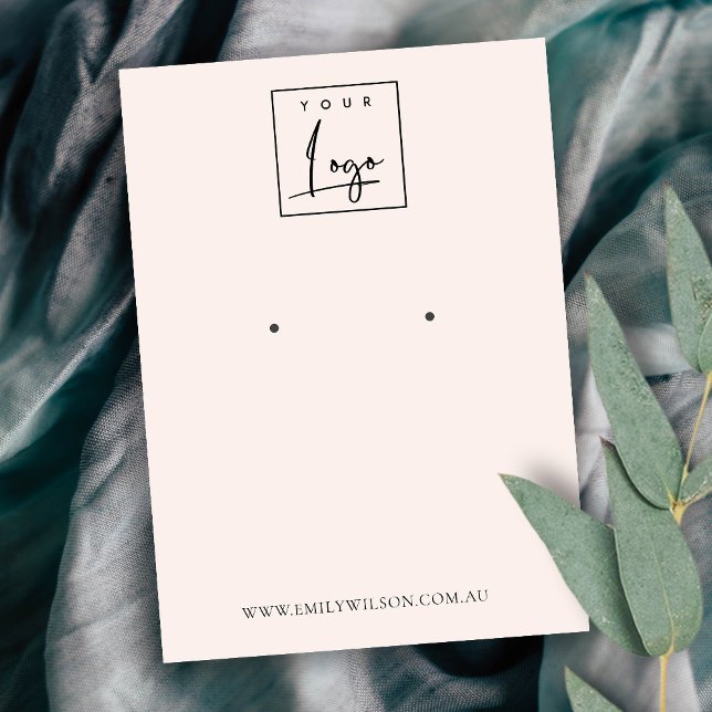Minimal Logo Soft Blush Pink Earring Display Business Card (Creator Uploaded)