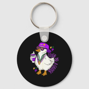 Minimal Loose Goose Funny Mardi Gras Key Ring