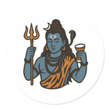 "Minimal Lord Shiva Sticker – Trident, Snake