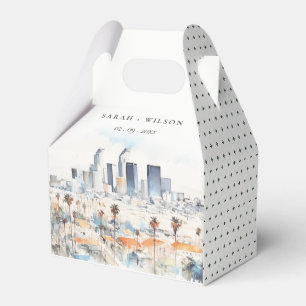 Minimal Los Angeles, California Watercolor Wedding Favour Box