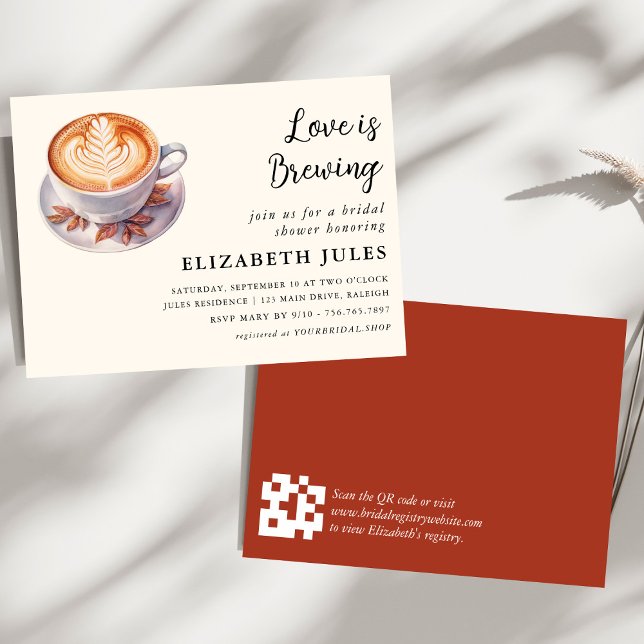 Minimal Love Is Brewing Coffee Bridal Shower Invitation (Creator Uploaded)